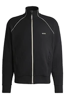 Stretch-cotton zip-up sweatshirt with piping and branding