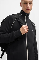 Stretch-cotton zip-up sweatshirt with piping and branding