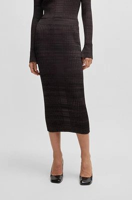 Ribbed-knit midi skirt mouliné yarns