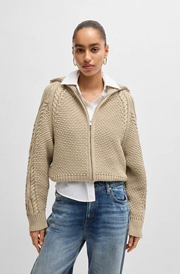 BOSS - Structured cardigan mercerized cotton and wool Light Beige