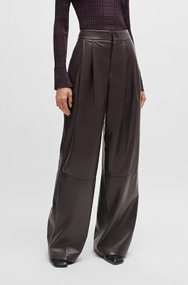 Pleat-front relaxed-fit trousers faux leather