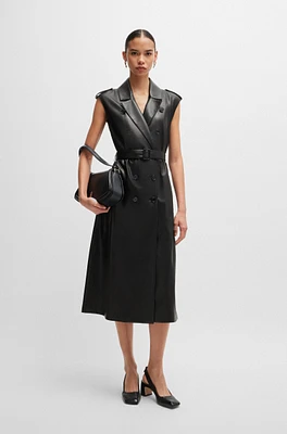 BOSS - Faux-leather dress with double-breasted front Black