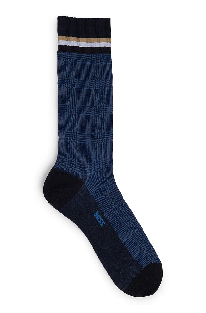 Regular-length checked socks in mercerized stretch cotton