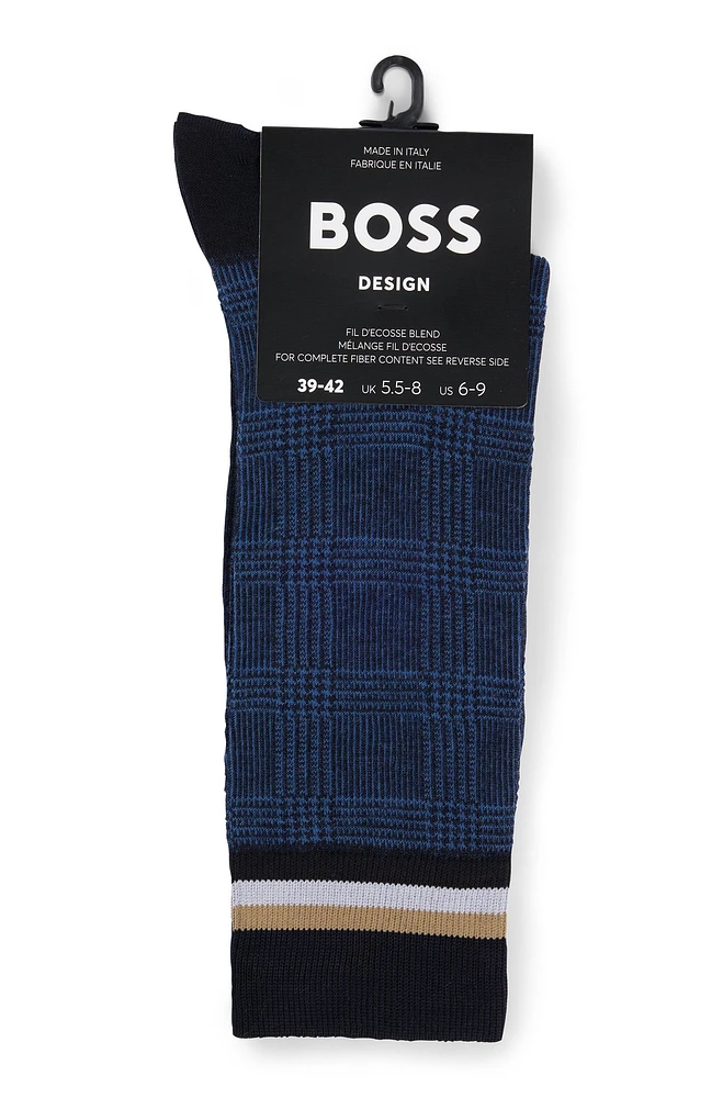 Regular-length checked socks in mercerized stretch cotton