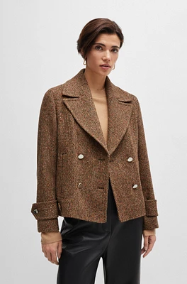 Regular-fit double-breasted coat herringbone tweed