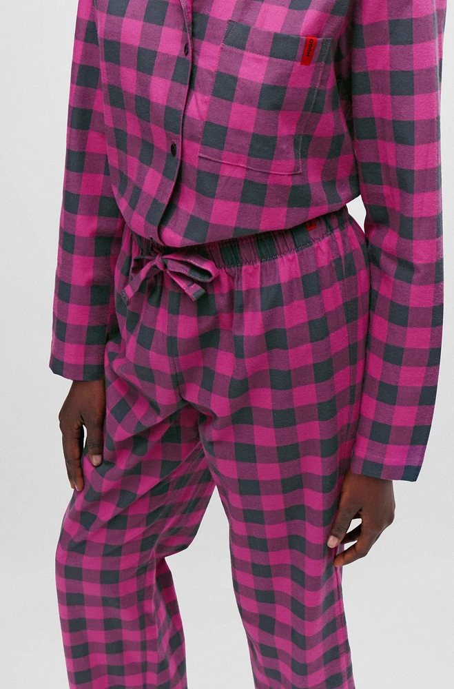 Pantalones de pijama con cordón en franela algodón a cuadros