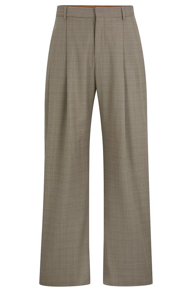 Relaxed-fit trousers checked virgin-wool serge