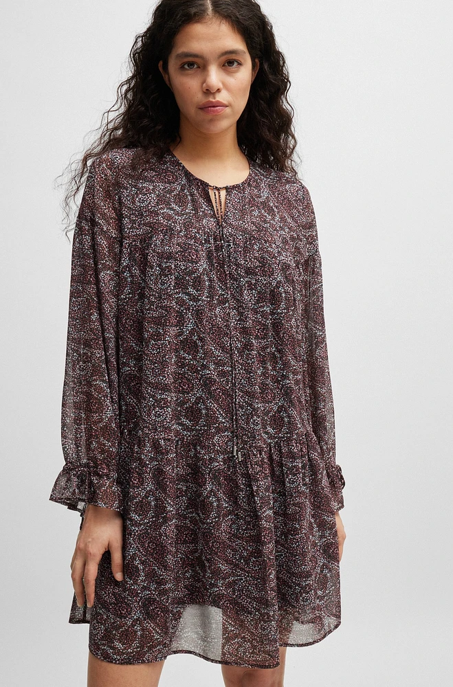 Paisley-print dress with tie details