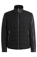 Mixed-material regular-fit jacket with leather sleeves