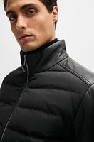 Mixed-material regular-fit jacket with leather sleeves