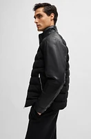 Mixed-material regular-fit jacket with leather sleeves