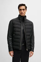 Mixed-material regular-fit jacket with leather sleeves