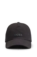 BOSS - Cotton-canvas cap with rubber-print logo - Black