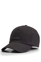 BOSS - Cotton-canvas cap with rubber-print logo - Black