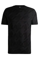 Mercerized-cotton T-shirt with houndstooth jacquard