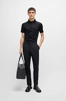 Mercerized-cotton slim-fit polo shirt with houndstooth jacquard