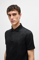 Mercerized-cotton slim-fit polo shirt with houndstooth jacquard