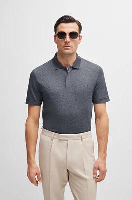 Regular-fit polo shirt mouliné cotton and silk