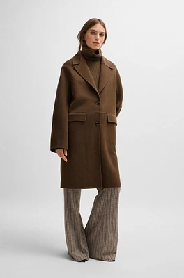 BOSS - Wool coat with buttoned cuffs and signature accents Light Green