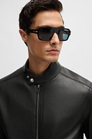 Regular-fit jacket grained leather