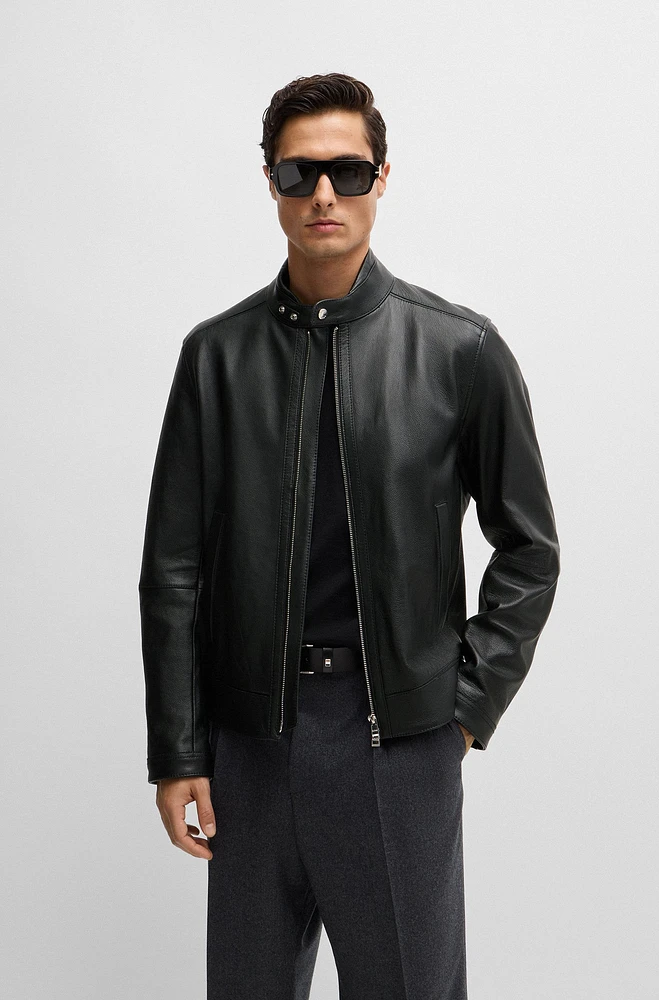 Regular-fit jacket grained leather