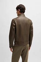 Regular-fit jacket grained leather