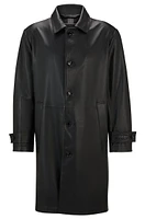 Regular-fit coat jersey-bonded leather