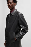 Regular-fit coat jersey-bonded leather