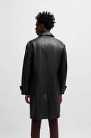 Regular-fit coat jersey-bonded leather