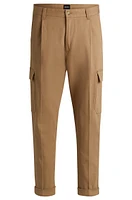 Tapered-fit cargo trousers herringbone stretch cotton