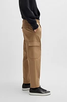 Tapered-fit cargo trousers herringbone stretch cotton