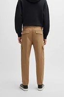 Tapered-fit cargo trousers herringbone stretch cotton