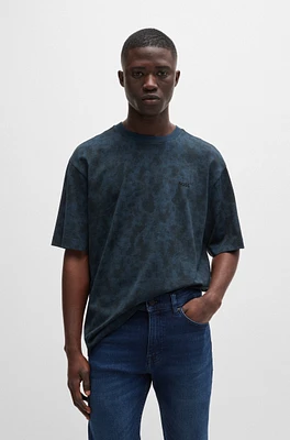 Cotton-jersey T-shirt with all-over seasonal print