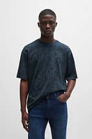 Cotton-jersey T-shirt with all-over seasonal print