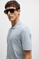 Cotton-silk polo shirt with bubble structure