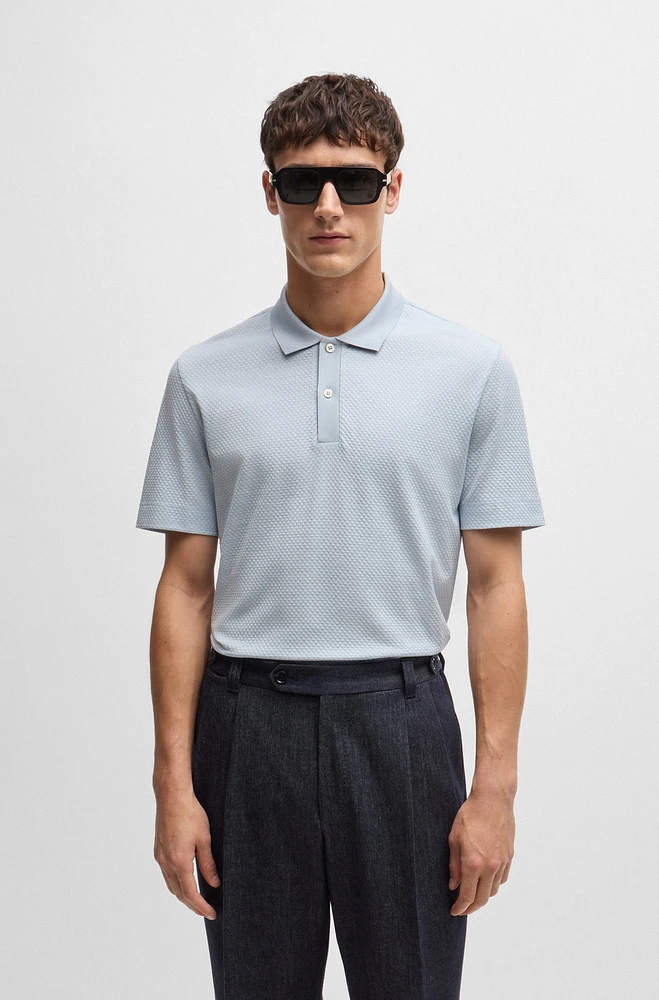 Cotton-silk polo shirt with bubble structure