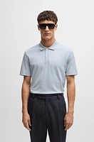 Cotton-silk polo shirt with bubble structure