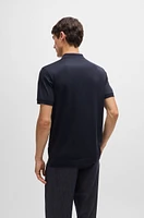 Silk-cotton polo shirt with zip placket regular fit