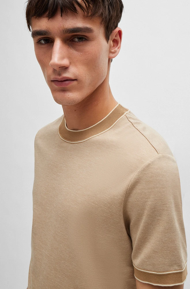 Regular-fit T-shirt two-tone cotton and cashmere