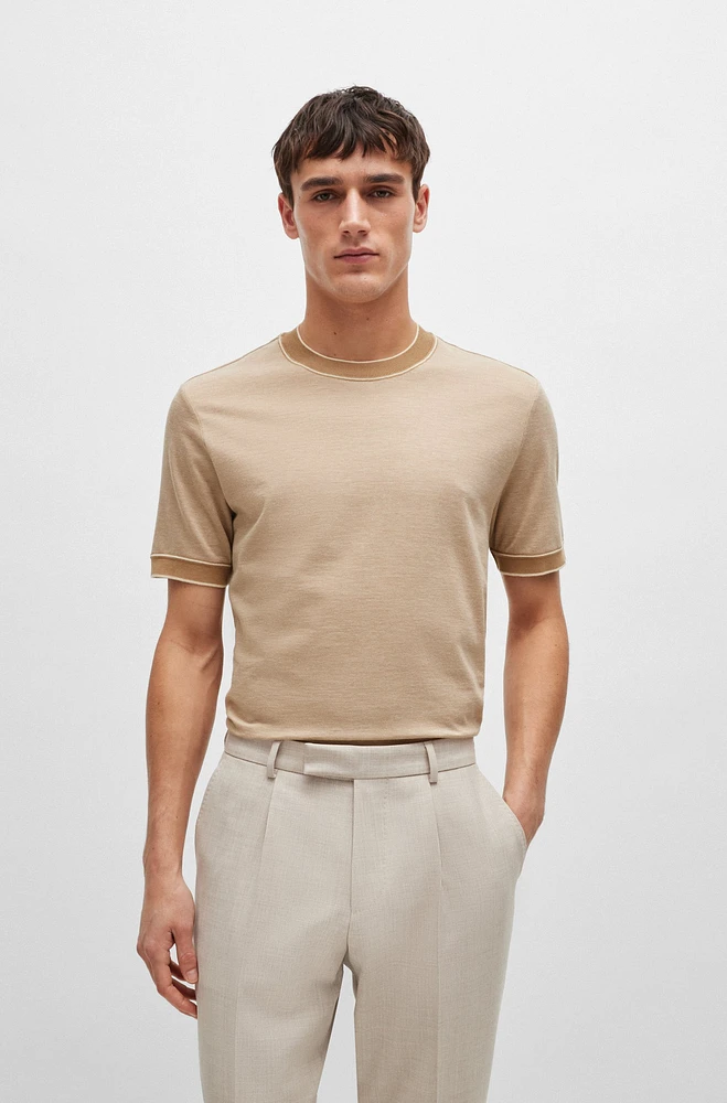 Regular-fit T-shirt two-tone cotton and cashmere