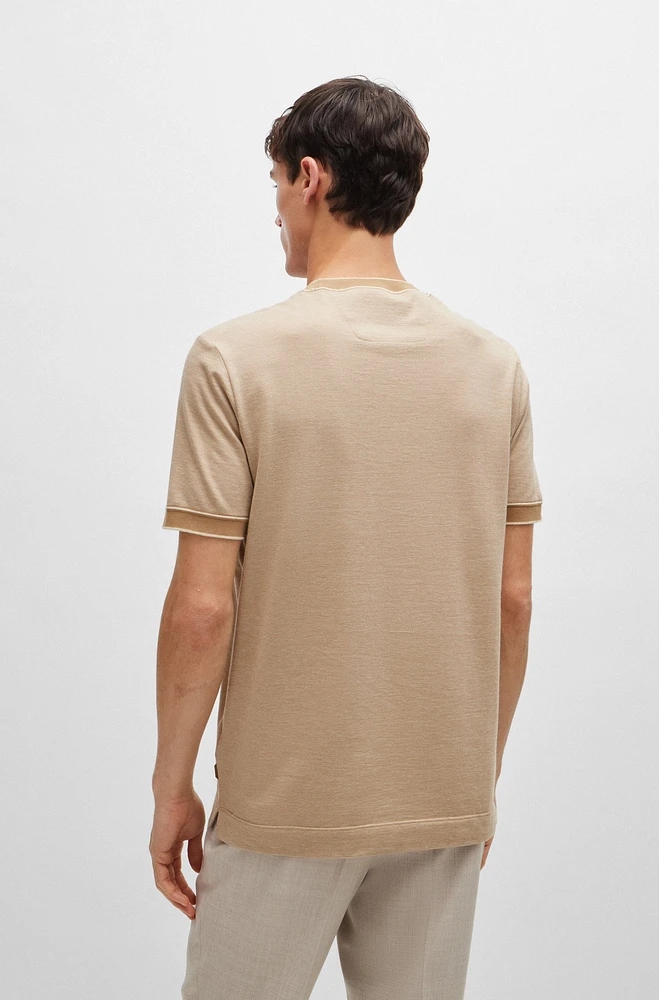 Regular-fit T-shirt two-tone cotton and cashmere