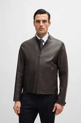 Regular-fit jacket jersey-bonded leather