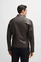 Regular-fit jacket jersey-bonded leather