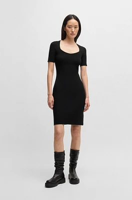 Slim-fit dress ribbed stretch fabric