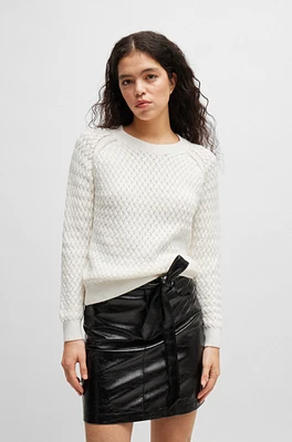 Cotton sweater with mixed structures