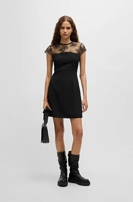 Slim-fit dress with lace insert