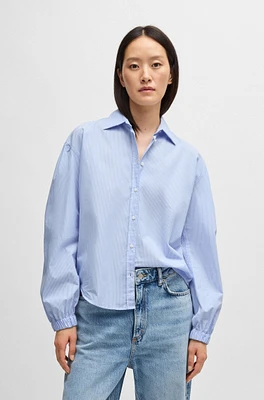 Regular-fit blouse striped cotton poplin