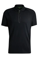 Mixed-material polo shirt with decorative reflective logo