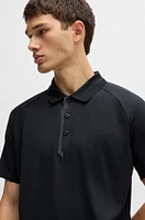 Mixed-material polo shirt with decorative reflective logo