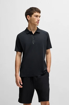 Mixed-material polo shirt with decorative reflective logo